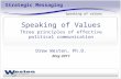 Strategic Messaging Speaking of Values Three principles of effective political communication Drew Westen, Ph.D. May 2011 Speaking of values.