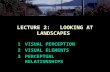 LECTURE 2: LOOKING AT LANDSCAPES 1VISUAL PERCEPTION 2VISUAL ELEMENTS 3PERCEPTUAL RELATIONSHIPS.
