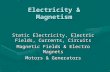 Electricity & Magnetism Static Electricity, Electric Fields, Currents, Circuits Magnetic Fields & Electro Magnets Motors & Generators.