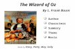 The Wizard of Oz By L. Frank Baum  Author  Characters  Summary  Theme  Movie Made by Stacy, Patty, May, Sally.