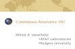 Continuous Assurance 101 Miklos A. Vasarhelyi AT&T Laboratories Rutgers University.