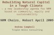 Rebuilding Natural Capital in a Tough Climate — a new leadership agenda for NRM based on community, equity and sustainability NRM Chairs, Hobart April.