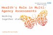 Health's Role in Multi-Agency Assessments Working together states.