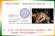 Shaft Power Generation Devices - 1 P M V Subbarao Professor Mechanical Engineering Department A List of Artificial Animals for Human Development !!!!