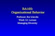 BA105: Organizational Behavior Professor Jim Lincoln Week 12: Lecture Managing Diversity.