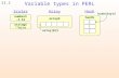 11.1 Variable types in PERL ScalarArrayHash $number -3.54 $string "hi\n" @array %hash $array[0] $hash{key}