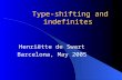 Type-shifting and indefinites Henriëtte de Swart Barcelona, May 2005.