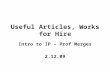 Useful Articles, Works for Hire Intro to IP – Prof Merges 2.12.09.