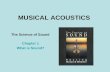MUSICAL ACOUSTICS Chapter 1 What is Sound? The Science of Sound.
