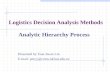 Logistics Decision Analysis Methods Analytic Hierarchy Process Presented by Tsan-hwan Lin E-mail: percy@ccms.nkfust.edu.tw.