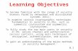 8.1 Learning Objectives To become familiar with the range of security threats faced by networked and distributed systems (DSs); To examine various cryptographic.