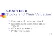 8-1 CHAPTER 8 Stocks and Their Valuation Features of common stock Determining common stock values Efficient markets Preferred stock.
