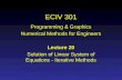 ECIV 301 Programming & Graphics Numerical Methods for Engineers Lecture 20 Solution of Linear System of Equations - Iterative Methods.
