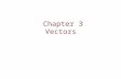 Chapter 3 Vectors. Vectors and Scalars A Scalar is a physical quantity with magnitude (and units). Examples:  Temperature, Pressure, Distance, Speed.