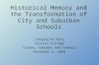 Historical Memory and the Transformation of City and Suburban Schools Jacqueline Katz Trinity College Cities, Suburbs and Schools November 5, 2004.
