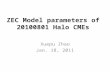 ZEC Model parameters of 20100801 Halo CMEs Xuepu Zhao Jan. 18, 2011.