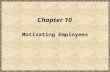 Chapter 10 Motivating Employees. Learning Objectives  Describe the theories on motivation.  Explain how firms can enhance job satisfaction and therefore.