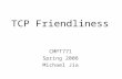 TCP Friendliness CMPT771 Spring 2008 Michael Jia.