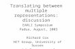 Translating between multiple representations: discussion EARLI Symposium Padua, August, 2003 Richard Cox HCT Group, University of Sussex richc@sussex.ac.uk.