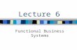 Lecture 6 Functional Business Systems. Objectives Functional Business Systems: –Marketing Systems –Manufacturing Systems –Human Resource Systems –Accounting.