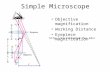 Simple Microscope Objective magnification Working Distance Eyepiece magnification