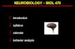 H introduction H syllabus H calendar H behavior analysis NEUROBIOLOGY – BIOL 475.