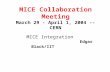 MICE Collaboration Meeting March 29 - April 1, 2004 -- CERN MICE Integration Edgar Black/IIT March17-1-007 Room.