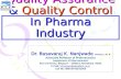 Quality Assurance & Quality Control In Pharma Industry Dr. Basavaraj K. Nanjwade M.Pharm., Ph. D Associate Professor of Pharmaceutics Department of Pharmaceutics.