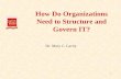 1 How Do Organizations Need to Structure and Govern IT? Dr. Mary C. Lacity.