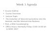 Week 1 Agenda Course Outline Course Overview Lecture Topic: The Evolution of Telecommunications into the Internet, and the Internet into Business First,