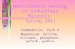 ME551/GEO551 Geology of Industrial Minerals Spring 2011 Commodities, Part 4 Magnesium, Perlite, nitrogen, phosphate, potash, pumice.