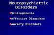 Neuropsychiatric Disorders Schizophrenia Affective Disorders Anxiety Disorders.