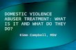 DOMESTIC VIOLENCE ABUSER TREATMENT: WHAT IS IT AND WHAT DO THEY DO? Kimm Campbell, MSW.