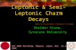 CKM 2006 Workshop, Nagoya, Japan, Dec. 12-16, 2006 Leptonic & Semi-Leptonic Charm Decays Sheldon Stone, Syracuse University.
