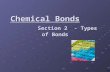 Chemical Bonds Section 2 - Types of Bonds. Ionic Bonding To reach a stable energy level, atoms lose or gain electrons. To reach a stable energy level,
