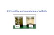 8.9 Stability and coagulation of colloids. 1) Stability of colloids Colloids, a dispersion system with high specific area and thus high interfacial specific.