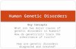 Key Concepts What are two major causes of genetic disorders in humans? How do geneticists trace the inheritance of traits? How are genetic disorders diagnosed.