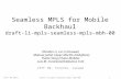Draft-li-mpls-seamless-mpls-mbh-00IETF 90 MPLS1 Seamless MPLS for Mobile Backhaul draft-li-mpls-seamless-mpls-mbh-00 Zhenbin Li, Lei Li (Huawei) Manuel.