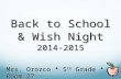 Back to School & Wish Night 2014-2015 Mrs. Orozco * 5 th Grade * Room 27.