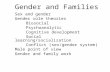 Gender and Families Sex and gender Gender role theories Biosocial Psychoanalytic Cognitive development Social learning/socialization Conflict (sex/gender.