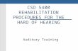 CSD 5400 REHABILITATION PROCEDURES FOR THE HARD OF HEARING Auditory Training.