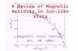 A Review of Magnetic Activity in Sun-like stars Magnetic Stars Seminar Oct. 30, 2002.