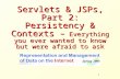 1 Servlets & JSPs, Part 2: Persistency & Contexts – Everything you ever wanted to know but were afraid to ask.
