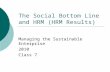 The Social Bottom Line and HRM (HRM Results) Managing the Sustainable Enterprise 2010 Class 7.