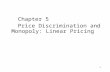 1 Chapter 5 Price Discrimination and Monopoly: Linear Pricing.
