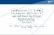 Evaluation of Safety Distances Related to Unconfined Hydrogen Explosions Sergey Dorofeev FM Global 1 st ICHS, Pisa, Italy, September 8-10, 2005.