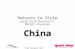 Returns to Style using Style Research’s Markets Analyzer China End January 2011.