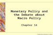 © 2003 McGraw-Hill Ryerson Limited. Monetary Policy and the Debate about Macro Policy Chapter 14.