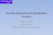 Quality Appraisal of Qualitative Studies Alison Cooke Midwife & NIHR Doctoral Research Fellow ESN Presentation 050214.