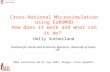 Cross-National Microsimulation using EUROMOD How does it work and what can it do? Holly Sutherland Institute for Social and Economic Research, University.